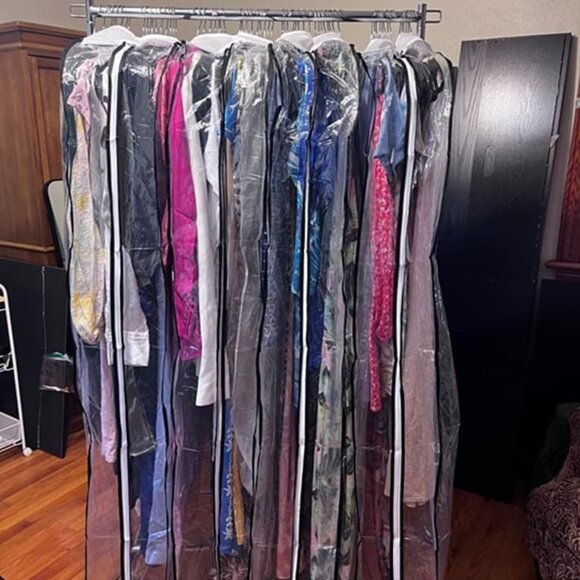 NEW Hanging Plastic Clothes Cover for Coat, Dress, Fur, Shirt, 4 Pack, 40” Long - Picture 2 of 8